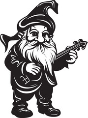 Melodic Minstrel Gnome Playing Violin Logo Icon Whispering Woods Vector Gnome and Violin Emblem