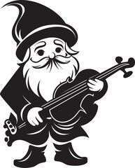 Enchanted Serenade Gnome with Violin Icon Design Fairy Tale Symphony Vector Gnome and Violin Emblem