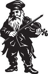 Natures Harmony Vector Logo Design with Gnome and Violin Melodic Meadow Gnome Playing Violin Icon in Vector
