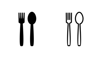 spoon and fork icon set. spoon, fork and knife icon vector. restaurant icon