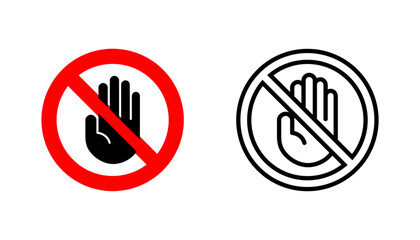 Stop icon set. stop road sign. hand stop icon vector