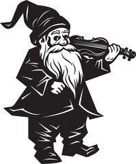 Harmony in Nature Gnome Playing Violin Icon Magical Melodies Vector Logo of Gnome with Violin