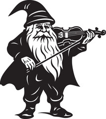 Magical Musings Gnome Playing Violin Emblem Design Enchanted Ensemble Vector Logo of Gnome with Violin