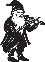 Enchanted Harmony Vector Logo of Gnome with Violin Fairy Fiddler Gnome with Violin Emblem Design