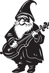 Melodic Magic Vector Logo Design with Gnome and Violin Fantasy Fiddler Gnome with Violin Emblem