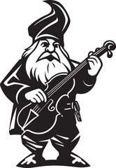 Whimsical Waltz Vector Logo of Gnome with Violin Sylvan Strings Gnome Playing Violin Icon in Vector