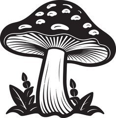 Fungi Flow Mushroom Symbol in Vector Mycelium Marvel Vector Mushroom Logo Design