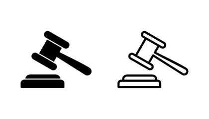 Gavel icon set. judge gavel icon vector. law icon vector. auction hammer