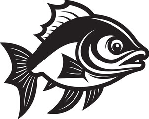 Serene Stream River Fish Emblem Vector Travel Trunk Suitcase Icon Vector Logo