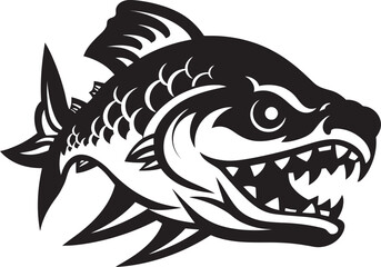 River Reverence Vector Logo Design with River Fish Freshwater Fantasy River Fish Icon in Vector