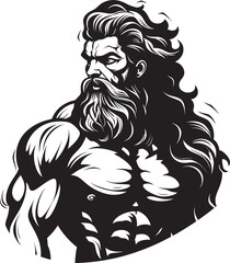 Olympian Fitness Zeus God Gyming Vector Logo Thunderous Physique Gym Icon with Zeus Deity Vector