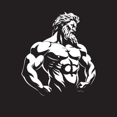 Divine Sculpt Vector Logo Design with Zeus Icon Zeus Muscle Forge Gym Icon with Olympian God Vector