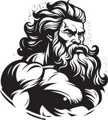 Thunderous Physique Gym Icon with Zeus Deity Vector Divine Sculpt Vector Logo Design with Zeus Icon