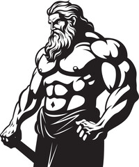Olympus Verve Vector Logo Design with Zeus God Thunderstorm Sculpt Zeus God Gyming Emblem Vector