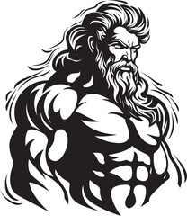 Thunderous Training Gym Icon with Thunder God Olympus Vitality Vector Logo Design with Olympian Deity