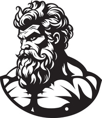 Zeus Muscle Forge Zeus God Gyming Emblem Vector Thunderous Training Gym Icon with Thunder God