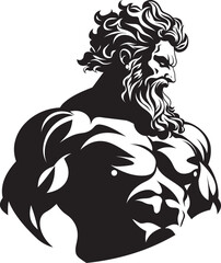 Divine Strength Zeus God Gyming Emblem Vector Thunder God Training Gym Icon with Olympian Deity Vector