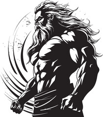 Thunder God Training Gym Icon with Olympian Deity Vector Zeuss Gym Vector Logo Design with Zeus Icon