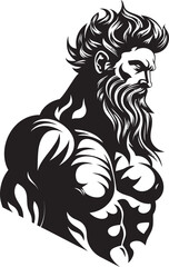 Divine Physique Vector Logo Design with Thunder God Zeus Muscle Forge Zeus God Gyming Emblem Vector