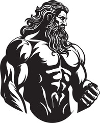Olympus Vigor Zeus God Gyming Emblem Vector Thunderstorm Sculpt Gym Icon with Zeus Deity Vector
