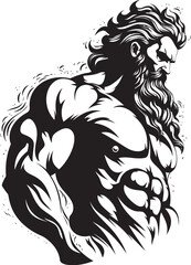 Thunderbolt Fitness Zeus God Gyming Emblem Vector Zeus Sculpt Gym Icon with Thunder God Vector