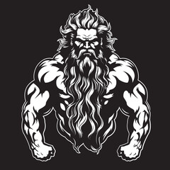 Zeus Physique Gym Icon with Olympian Deity Vector Olympus Strength Vector Logo Design with Zeus Icon