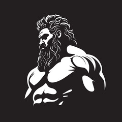 Thunderbolt Fitness Gym Icon with Olympian Deity Vector Zeus Sculpt Vector Logo Design with Thunder God