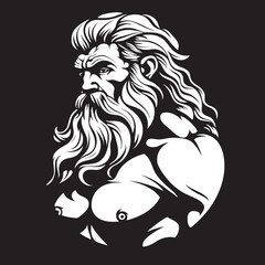 Zeus Sculpt Vector Logo Design with Thunder God Olympus Vigor Zeus God Gyming Emblem Vector