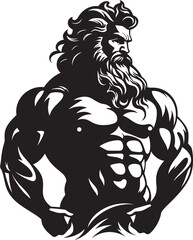 Thunder God Training Zeus Gyming Emblem Vector Zeus Sculpt Gym Icon with Olympian Deity Vector
