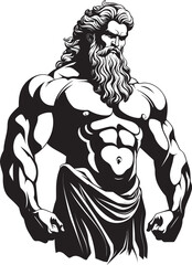 Zeus Gym Vector Logo Design with Thunder God Olympus Muscle Forge Zeus God Gyming Emblem Vector
