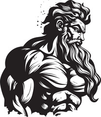 Divine Fitness Gym Icon with Zeus God Vector Zeus Gym Vector Logo Design with God of Thunder