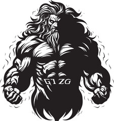 Olympus Power Zeus God Gyming Emblem Vector Thunder God Training Gym Icon with Olympian Deity Vector