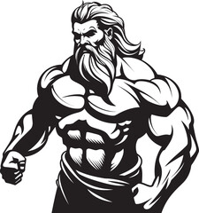 Olympus Muscle Forge Gym Icon with Thunder God Vector Thunder God Fitness Vector Logo Design with Olympian Deity