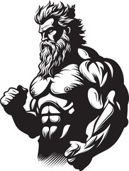Thunderous Training Vector Logo Design with Thunder God Zeus Gym Zeus God Gyming Emblem Vector