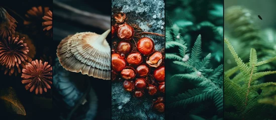 Fototapeten A stunning collage of vibrant plants and flowers showcasing the beauty of nature in still life photography, capturing the essence of plant life and natural foods © 2rogan