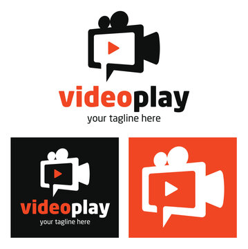 Logo design for a video production company or YouTube channel. Rich illustration of a video camera with play