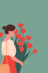 Vector illustration with her kid flowers background