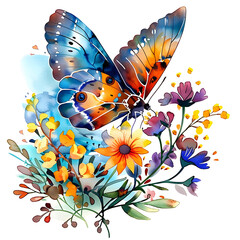 butterflies and flowers butterflies on the blooming flowers in the garden flowers and butterflies growing from a tree, positive thinking, creative mind, self care and mental health concept