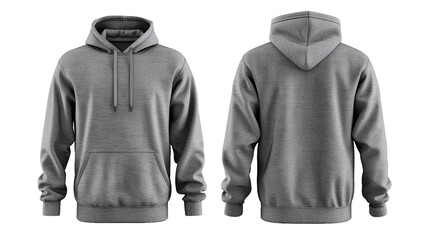 Grey hoodie isolated on transparent background.