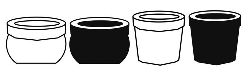 black illustration graphic design potted icon set. Stock vector.