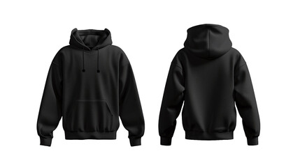 Black hoodie isolated on transparent background.