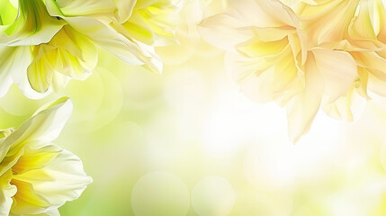 A closeup of pale yellow flowers with a softfocus green background giving a fresh and serene springtime feel