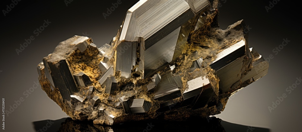 Poster a closeup shot of a crystal placed on a table, capturing its intricate details and reflections, crea
