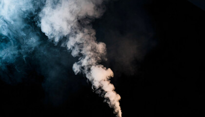 rising smoke, white, drifting, steam, black background