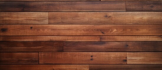 Naklejka premium A wooden wall with textured grain stands vertically against a brown wooden floor. The natural wood elements create a warm and inviting interior ambiance.