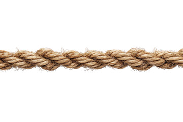 A close-up of a brown rope with a secure knot, isolated on a background