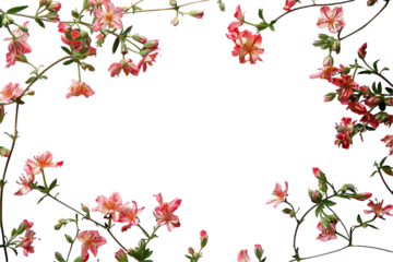 A rectangular frame bursting with vibrant red flowers