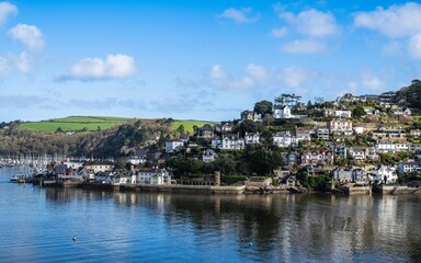 Naklejka na ściany i meble View of Kingswear from Dartmouth over River Dart, Devon, England, Europe