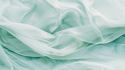 Elegant wavy soft cyan fabric creating an abstract sea of gentle folds and tranquil curves with a silky texture