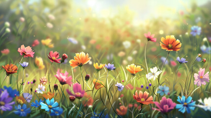 Fototapeta premium Vibrant Wildflower Meadow